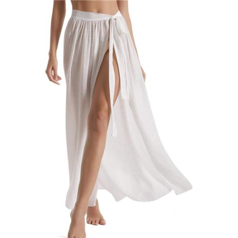 Women's Semi-Sheer Tassel Beach Sarong Pareo Swimwear Cover-Up Skirt Adjustable - Picture 2 of 7